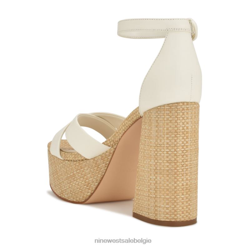 Nine West L48XT274 witte raffia willie platform sandalen