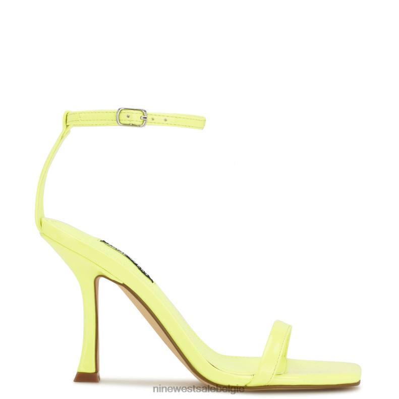 Nine West L48XT277 neon limoen patent Yess sandalen met enkelbandje