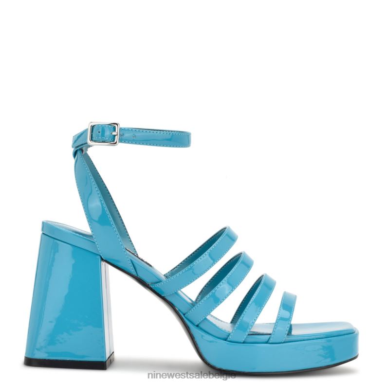 Nine West L48XT283 aquablauw lak Teriss platformsandalen met bandjes