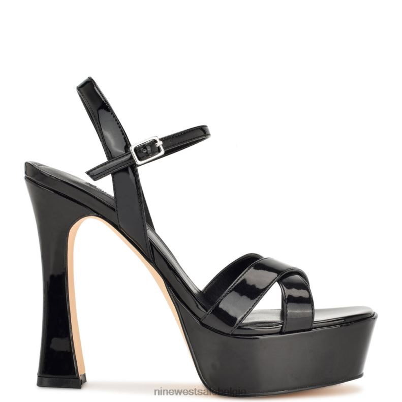 Nine West L48XT298 zwart patent Sandalen met iriv-platform