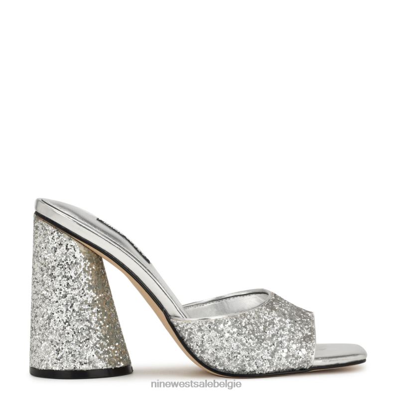 Nine West L48XT301 zilveren glitters Excit sandalen met hak