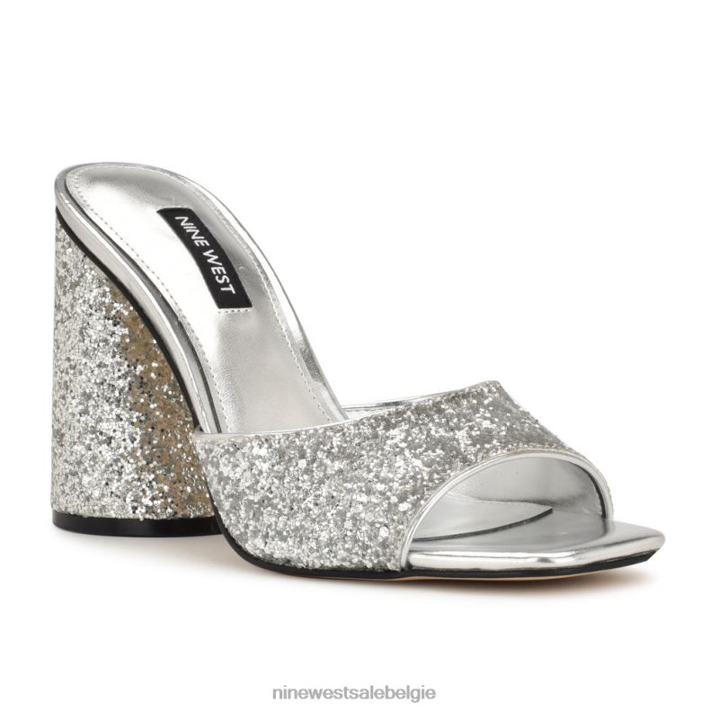 Nine West L48XT301 zilveren glitters Excit sandalen met hak