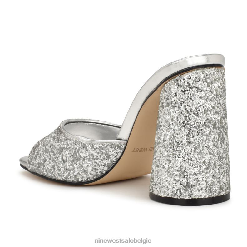 Nine West L48XT301 zilveren glitters Excit sandalen met hak