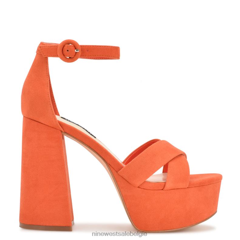 Nine West L48XT307 oranje suède willie platform sandalen