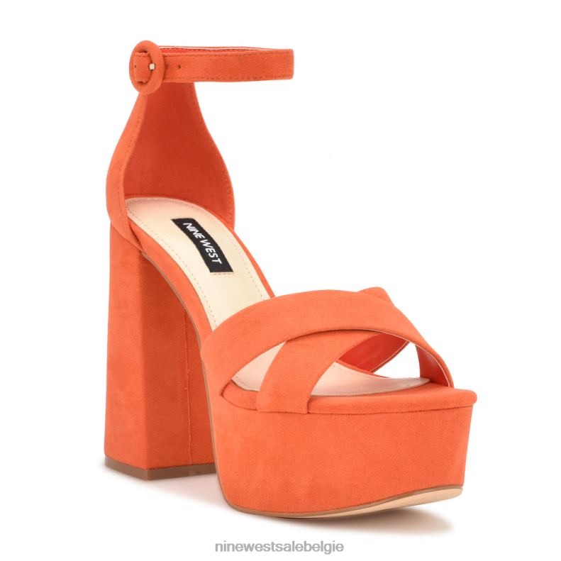 Nine West L48XT307 oranje suède willie platform sandalen