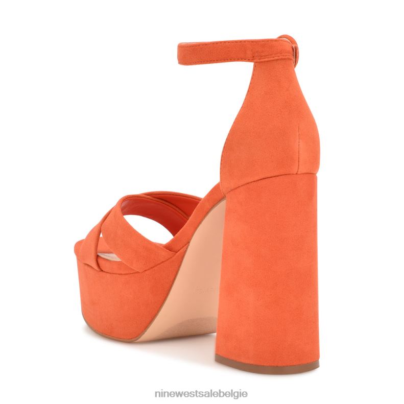 Nine West L48XT307 oranje suède willie platform sandalen