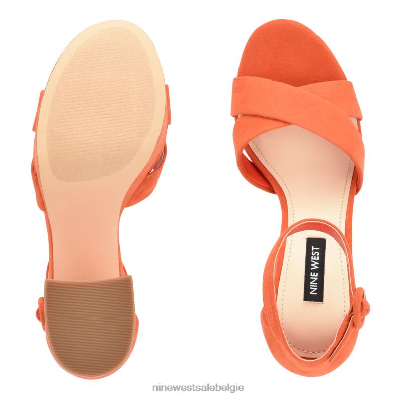 Nine West L48XT307 oranje suède willie platform sandalen