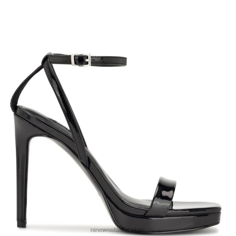 Nine West L48XT331 zwart patent zilo platform sandalen