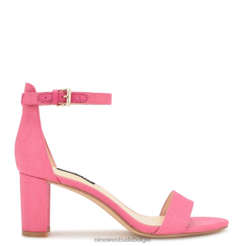 Nine West L48XT335 roze raffia Sparren sandalen met enkelbandje en blokhak