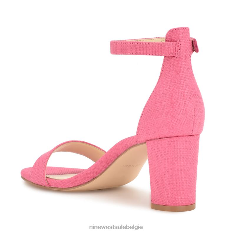 Nine West L48XT335 roze raffia Sparren sandalen met enkelbandje en blokhak