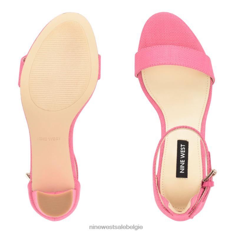 Nine West L48XT335 roze raffia Sparren sandalen met enkelbandje en blokhak