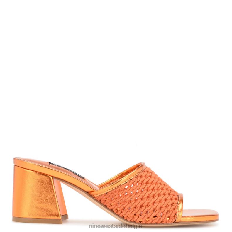 Nine West L48XT345 oranje galante sandalen met blokhak