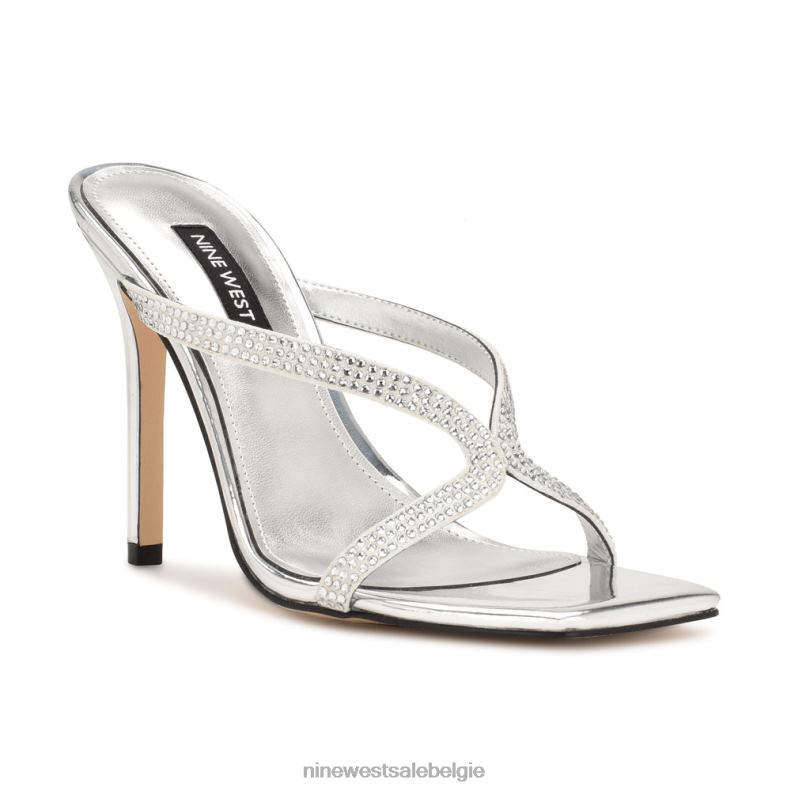 Nine West L48XT367 zilver metallic Sandalen met gedraaide hak