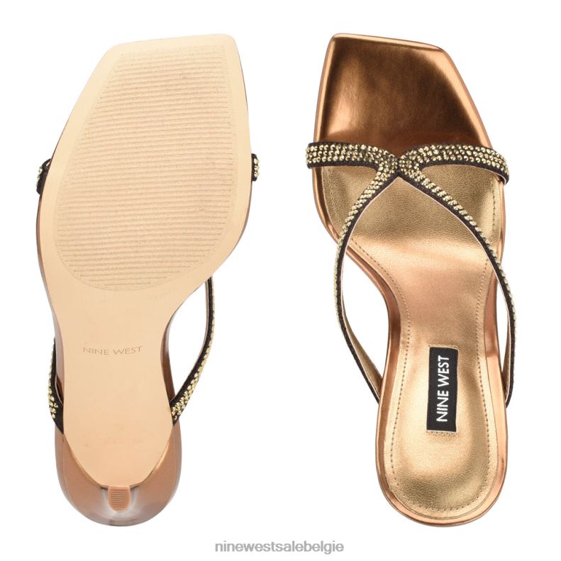 Nine West L48XT369 donker goud Sandalen met gedraaide hak