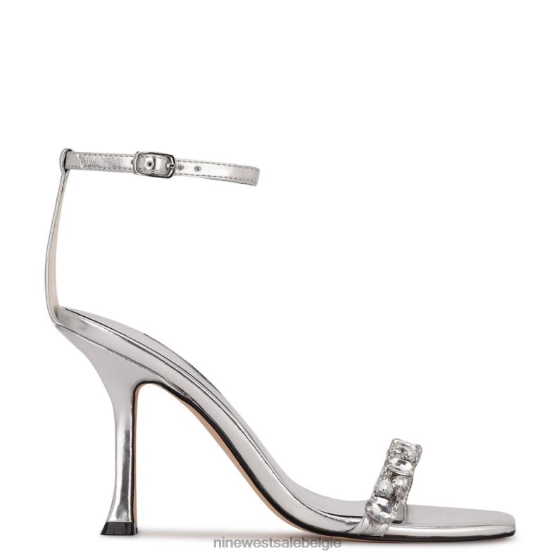 Nine West L48XT375 zilver metallic Yazmin sandalen met enkelbandje