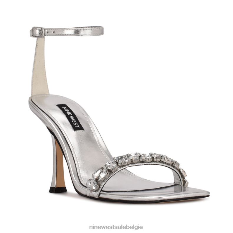 Nine West L48XT375 zilver metallic Yazmin sandalen met enkelbandje