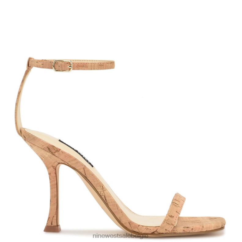 Nine West L48XT415 natuurlijke kurk Yess sandalen met enkelbandje