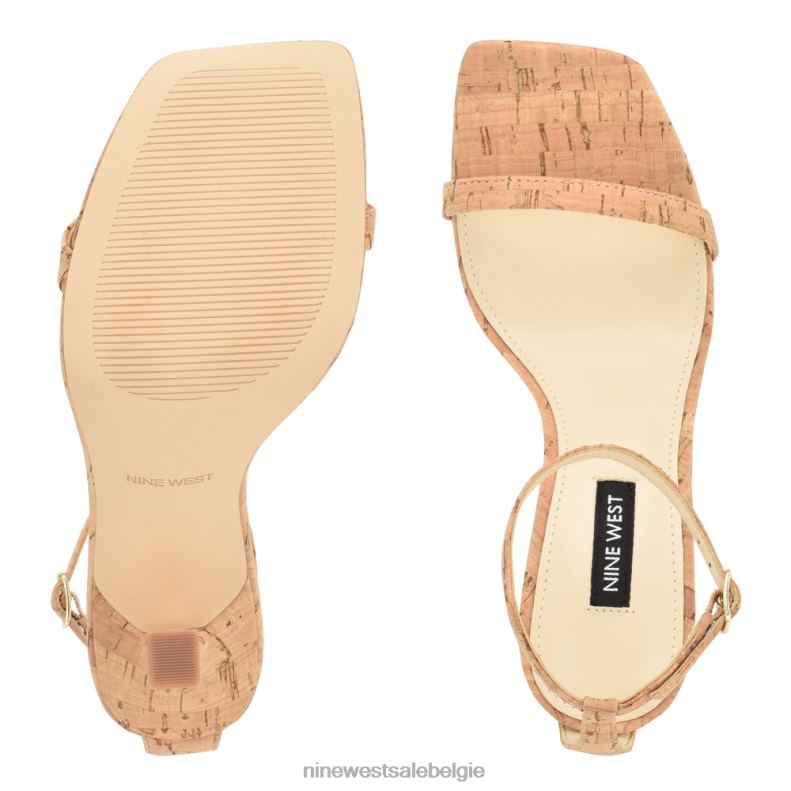 Nine West L48XT415 natuurlijke kurk Yess sandalen met enkelbandje