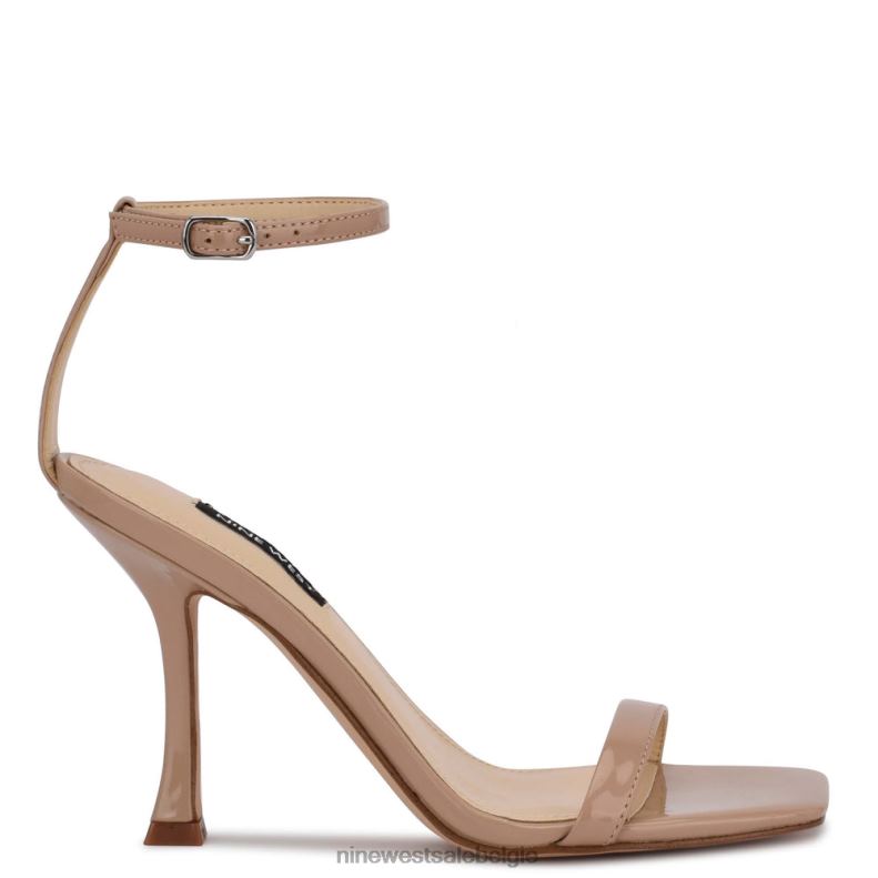 Nine West L48XT418 antiek taupe patent Yess sandalen met enkelbandje