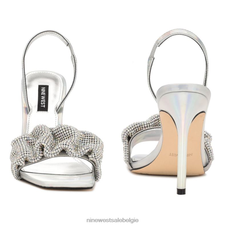 Nine West L48XT420 zilver iriserend Sandalen met taray-hak