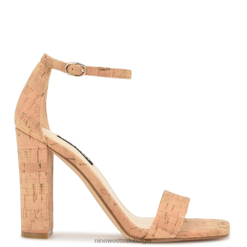 Nine West L48XT422 natuurlijke kurk Marrie sandalen met enkelbandje