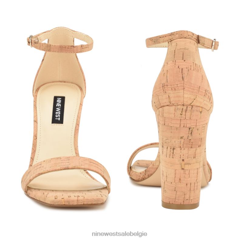 Nine West L48XT422 natuurlijke kurk Marrie sandalen met enkelbandje