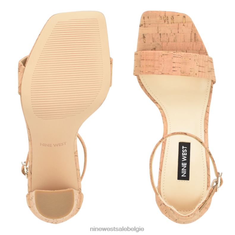 Nine West L48XT422 natuurlijke kurk Marrie sandalen met enkelbandje