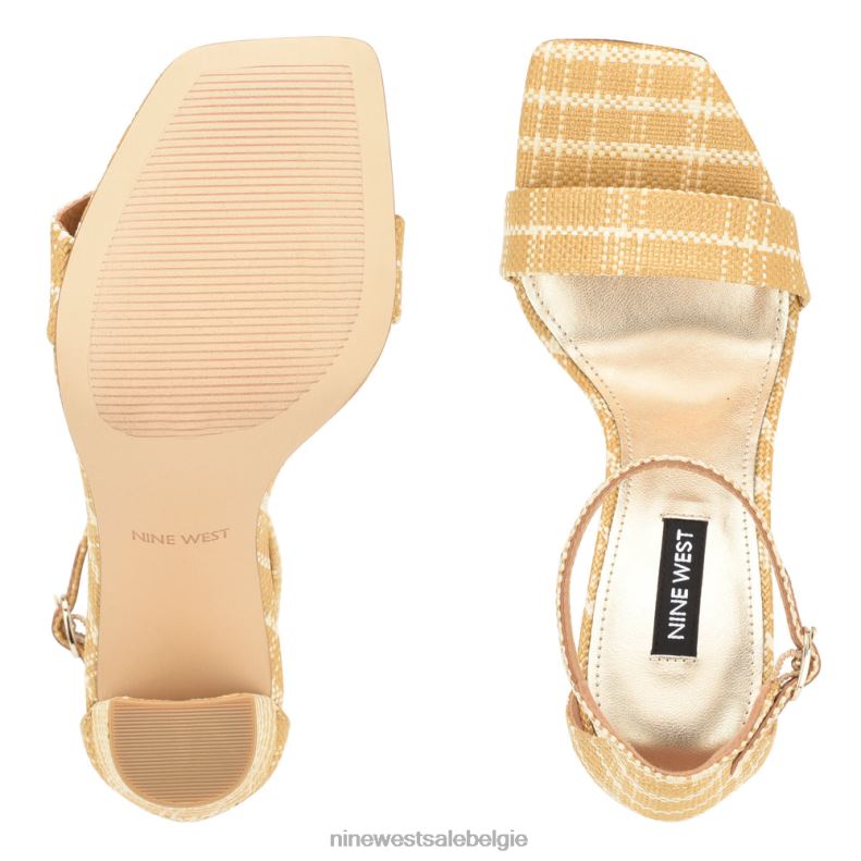 Nine West L48XT423 natuurlijk Marrie geweven sandalen met enkelbandje