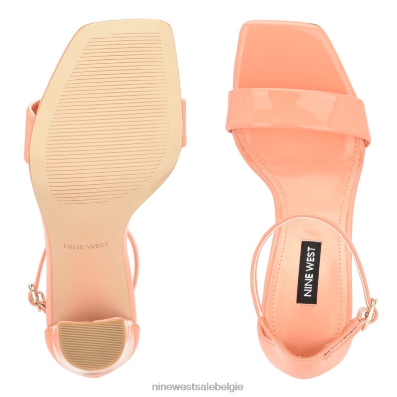 Nine West L48XT428 creamsicle patent Marrie sandalen met enkelbandje