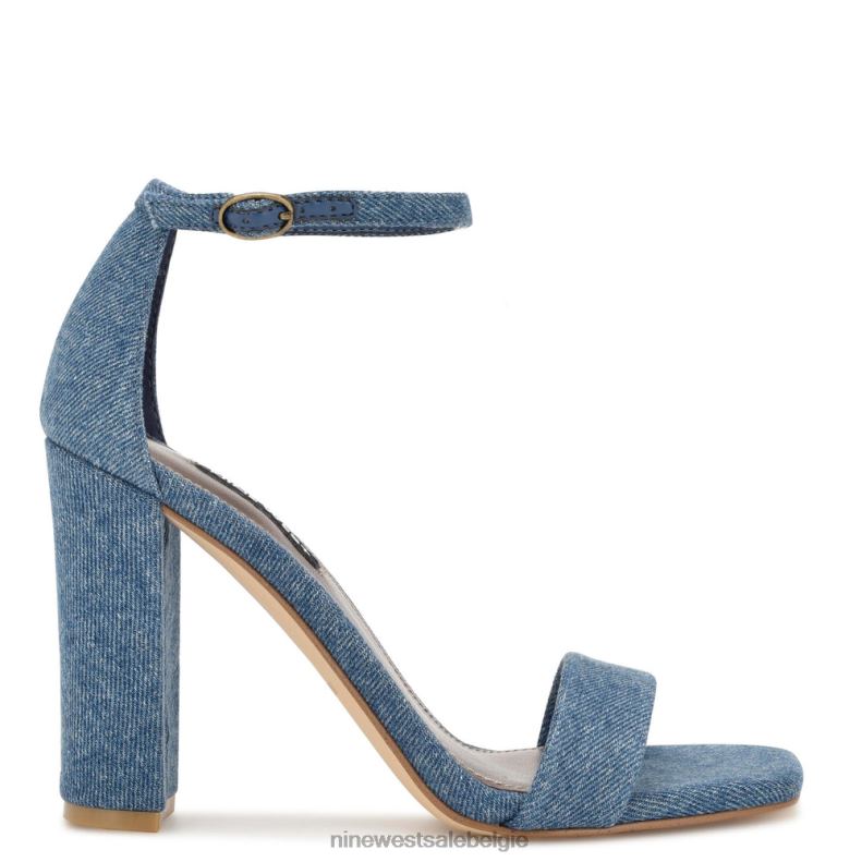 Nine West L48XT430 blauwe denim Marrie sandalen met enkelbandje