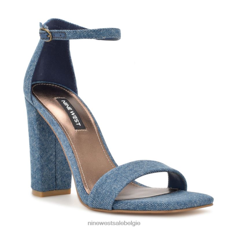 Nine West L48XT430 blauwe denim Marrie sandalen met enkelbandje