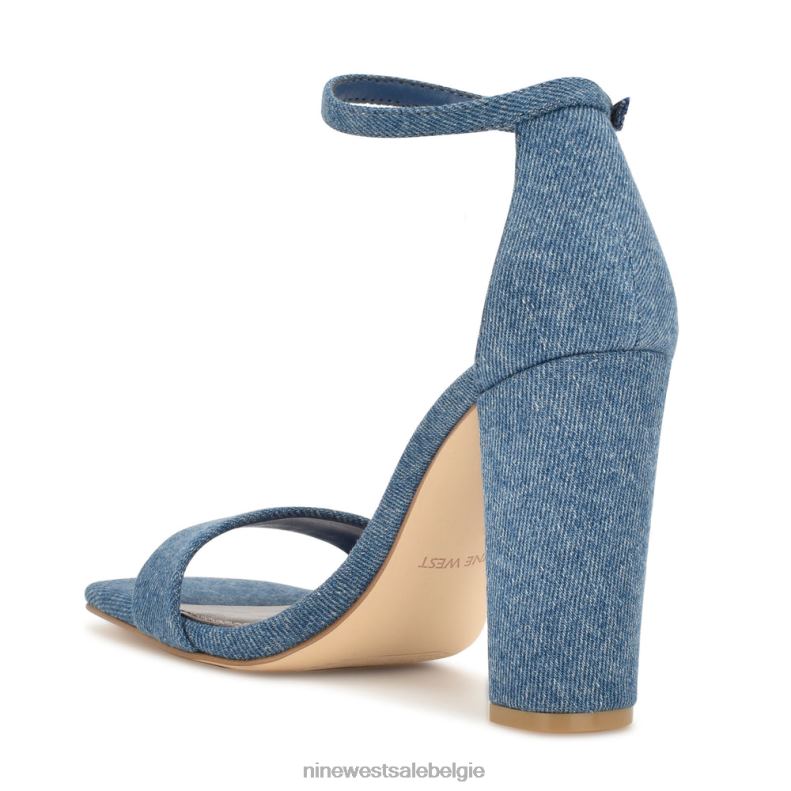 Nine West L48XT430 blauwe denim Marrie sandalen met enkelbandje