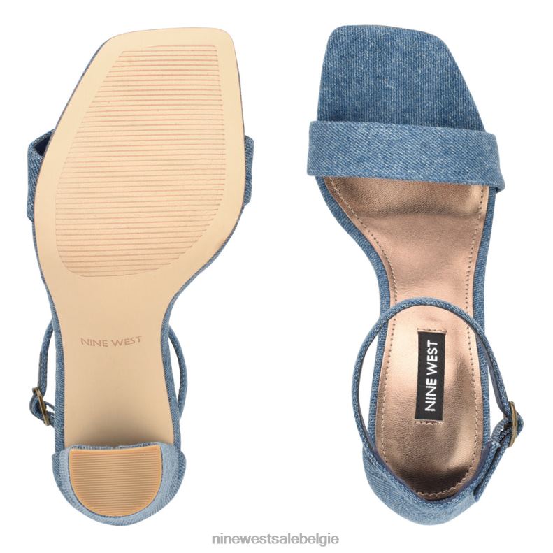 Nine West L48XT430 blauwe denim Marrie sandalen met enkelbandje