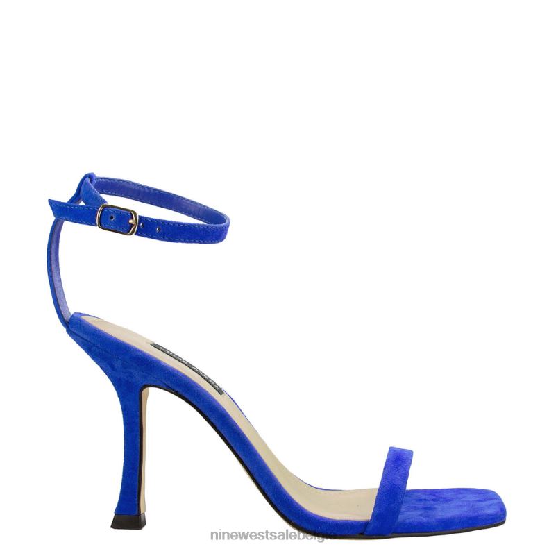 Nine West L48XT437 middenblauw suède Yess sandalen met enkelbandje