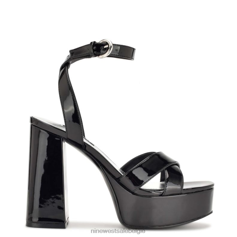 Nine West L48XT454 zwart patent joya platformsandalen