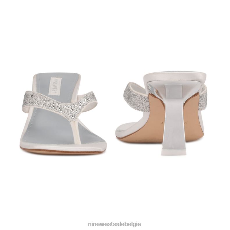 Nine West L48XT463 wit satijn Nesh-slipsandalen met hak