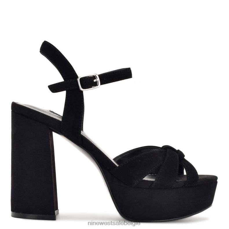 Nine West L48XT465 zwart suède rast platform sandalen