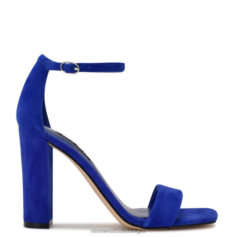 Nine West L48XT466 middenblauw suède Marrie sandalen met enkelbandje