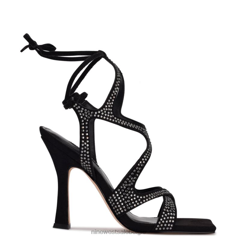 Nine West L48XT489 zwart Alanah sandalen met hak en enkelwikkel