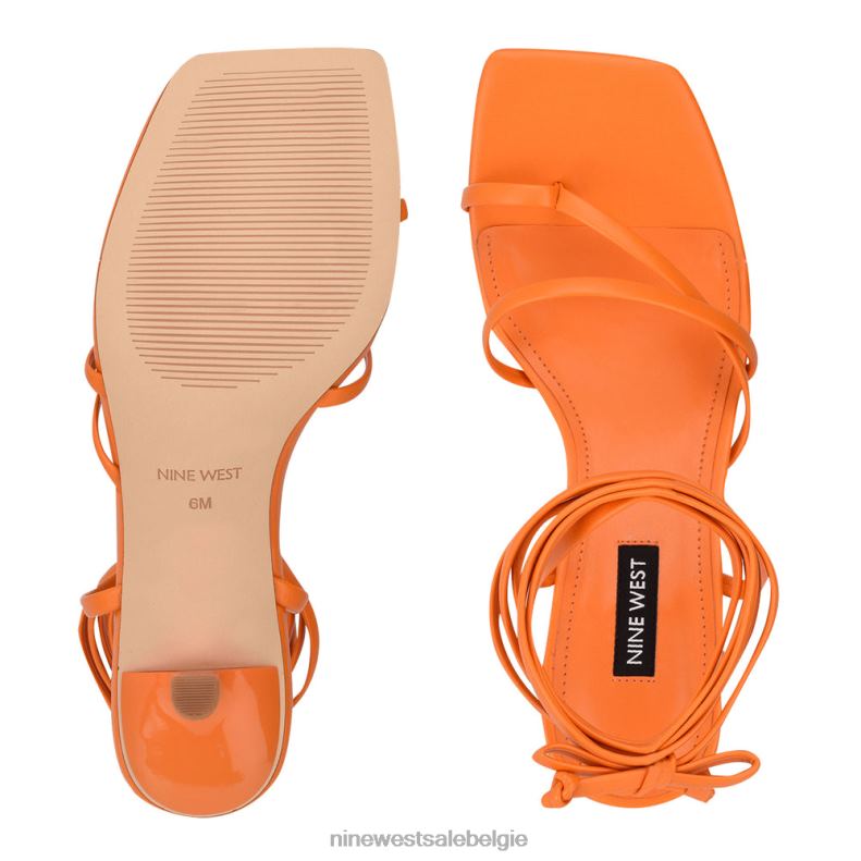 Nine West L48XT569 levendig oranje Pina-sandalen met enkelwikkel en hak