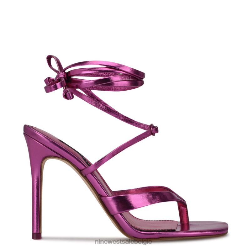 Nine West L48XT586 donkerroze metallic Terrie sandalen met enkelwikkel en hak