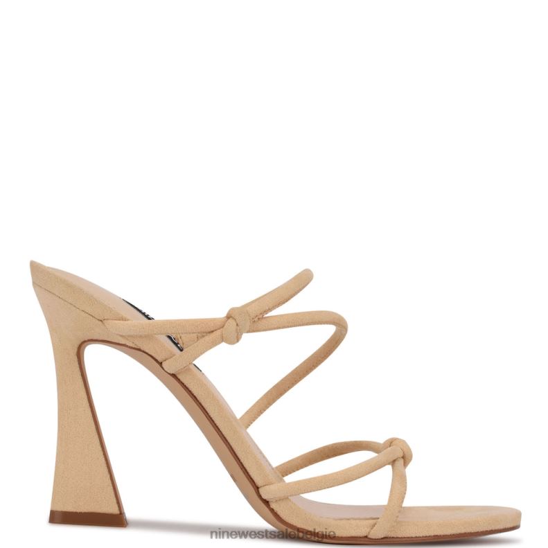 Nine West L48XT619 licht natuurlijk suède Kims-slipsandalen met hak