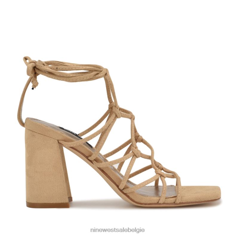 Nine West L48XT837 bruin suède Glanzende sandalen met enkelwikkel