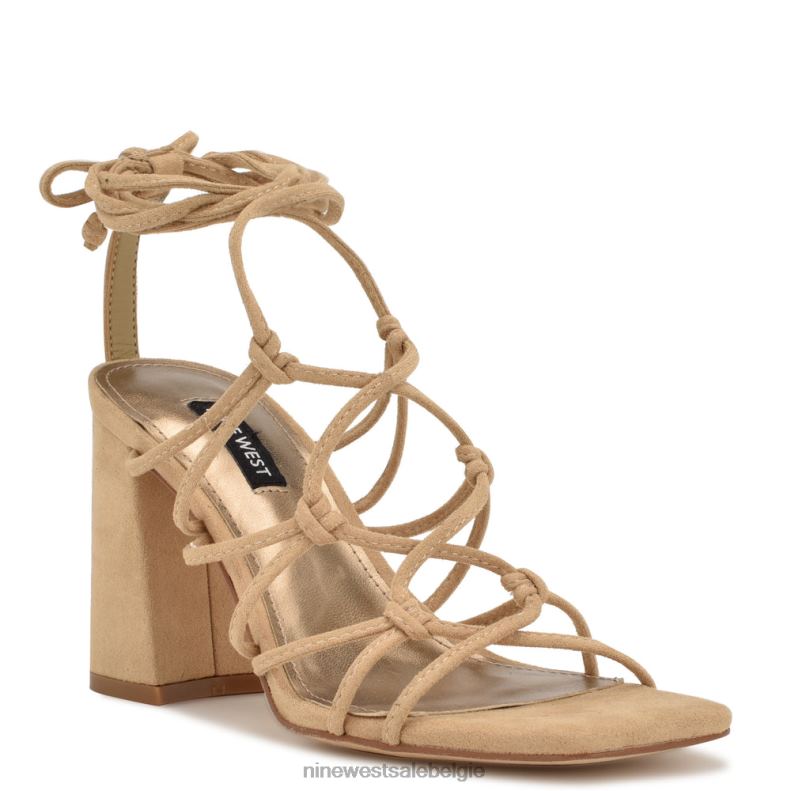 Nine West L48XT837 bruin suède Glanzende sandalen met enkelwikkel