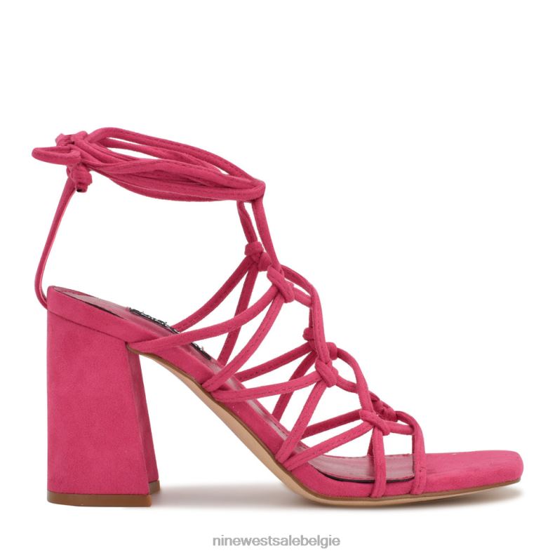 Nine West L48XT838 roze suède Glanzende sandalen met enkelwikkel