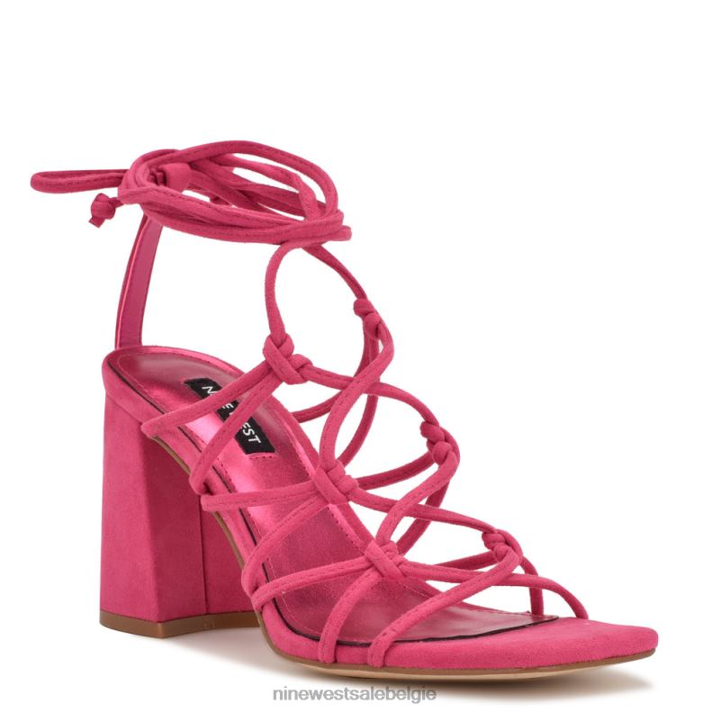 Nine West L48XT838 roze suède Glanzende sandalen met enkelwikkel