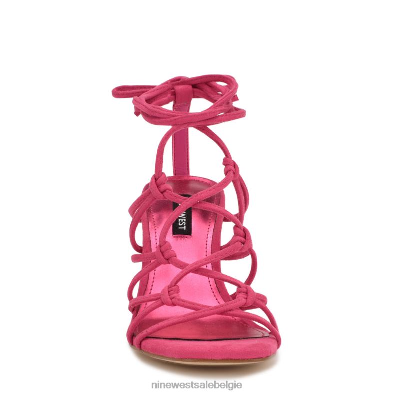 Nine West L48XT838 roze suède Glanzende sandalen met enkelwikkel