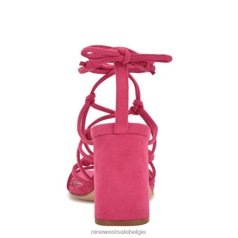 Nine West L48XT838 roze suède Glanzende sandalen met enkelwikkel