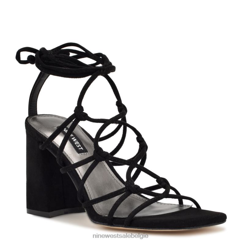 Nine West L48XT839 zwart suède Glanzende sandalen met enkelwikkel