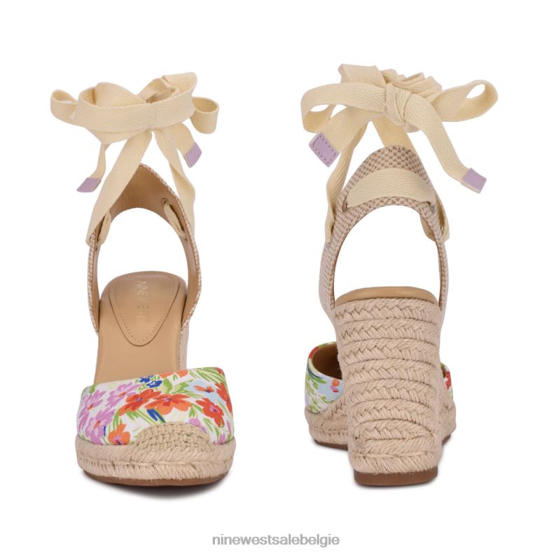 Nine West L48XT842 witte bloemen espadrille sleehaksandalen met enkelomslag van de vriend